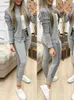 Women's Two Piece Pants Women's Elegant Two Piece Set Women's Fashion Greek Fret Printed Coat and Pants Zipper Set Women's Jogger T230828