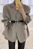 Ternos femininos coreano outono mulheres blazer high-end terno colar falso bolso design solto e versátil único breasted jaqueta de lã z2725