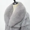 Manteau en fausse fourrure pour femmes, mode pour l'hiver, lapin naturel, a un grand col châle de renard, épais et chaud, 230828