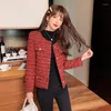 Kvinnorjackor Runway French Small Fragrance Tweed Coats for Ol Lamer Women Autumn Winter Houndstooth Jacket Kvinnlig retro kostym Casacos Top