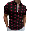 Polos pour hommes rouge à pois T-shirts décontractés Vintage imprimé Polos chemise rétro été à manches courtes motif haut grande taille 5XL 6XL