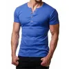 Erkekler Sıradan Gömlek Yaz Sporları Erkekler İçin Toyun Soyu Üst Gömlek V Boyun Blonu Raglan Kollu Düğme