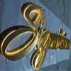 Factory Outlet Outdoor Goldfarbenes LED-Buchstabenschild aus Edelstahl mit Hintergrundbeleuchtung, bronzefarbene Vintage-LED-Beschilderung mit Hintergrundbeleuchtung für Laden-, Restaurant- und Café-Schilder