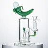 Banana Shape Hookahs Unique Bong Heady Water Glass Bong Water Pipes Oil Dab Rigs Showerhead Perc 14mm Female Joint 7Inch Fab Egg Percolator Inline Perc With Bowl