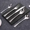 4/5 stycken Cutery Set Complete rostfritt stål Tabeller Guldknivsked Fork Set Sliver Snake Scale Mönster Spegel Moderföretag Q230828