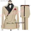 2023 Последние дизайны роскошные мужчины набор костюмов Slim Fit Groomsmen Groom Wedding Dress Timedos Come Homme Mariage 2pcs (Blazer+брюки) Q230828