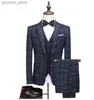 Hohe Qualität Plus Size (Anzug + Weste + Hose) Herren elegantes und modisches Business Slim Leinen Freizeitkleid Gentleman 3-teiliges Set Q230828