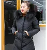 Trench da donna Plus Size 5XL Parka Giacca invernale da donna Collo in pelliccia Cappotto di cotone spesso Donna Nero Giacche con cappuccio Casaco WXF493