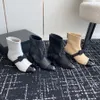 top Leather bow sheepskin chunky heel women's ankle boots Fashion Designer Booties Black White Apricot