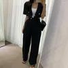 Chaquetas de mujer Corea del Sur Chic Verano Traje de temperamento de gama alta Chaqueta corta Pantalones de pierna recta Drama coreano Dos conjuntos de mujeres