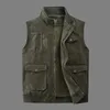 Casual ao ar livre colete masculino moda casacos gilets pesca fotografia caça masculino colete de algodão multi-bolso sem mangas jaqueta hkd230828