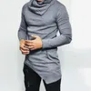 Erkekler Sıradan Gömlek Moda Sokak Giyim Kaplumbağası Boyun Sokağı Tişört Erkek Hip Hop Uzun Kollu Asimetri İnce Tasarlanmış T-Shirt