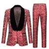 Männer Anzüge Blazer Mann Jacquard Anzug Männer Hohe Qualität Gedruckt Rose Casual Plus Größe Mode Party Trend Männliche Kleid 230828