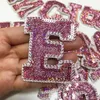 Bag delar Tillbehör 1 st rosa paljetter Letter Alfabetet Patch för klädjärn på plaggreparation broderade applikationer 230826