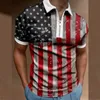 2023 Męskie ubranie Summer Stripe Printing z krótkim rękawem Turn-Down Kllar Polo Shirt Casual Trend Pullover Polyester Tops HKD230825