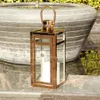 Latarnie świecy ze świec stali nierdzewnej Latarnie Rose Gold Lantern Świecklestick Światło na śluby na zewnątrz imprezowe wystrój domu HKD230825 HKD230827