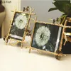 Pinturas 6/7 10 polegadas Nórdico Vintage Metal Borboleta P Família Retrato Nightstand Desktop Square Golden Picture Frames Home Decor 230826