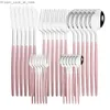 6 Set / 30 Pz Set di stoviglie in argento rosa Coltello in acciaio inossidabile Ckae Forchetta Cucchiaio Set di posate Set di posate da tavola Dropshipping Q230828