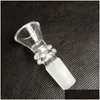 Tubi per fumatori Imbuto rotondo spesso Ciotola di vetro Narghilè Bruciatori di olio secco alle erbe con manico 3 tipi 14mm 18mm maschio per strumenti Accessori Bong Dhdmw