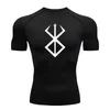 Herrt-shirts anime berserk tryck mens kompression skjortor kort ärm gym träning fitness underskjortor snabb torr atletisk t-shirt tees topps 230828