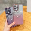 Bling Glitter Love Heart Chromed Soft TPU Cases For Iphone 14 13 Pro Max 12 11 Gradient Luxury Camera Lens Protector Fine Hole Plating Metallic Smart Phone Back Cover