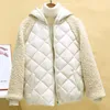 QNPQYX New Thin light Down Cotton Jacket Female Short Coat Autumn Winter Women New Hooded Loose Lmitation Lamb Wool Cotton Jacket