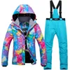 Skiing Suit Suit South Single and Double Board Ski Thickened Cotton Padded Windproof Waterproof Warm Snowboarding Set 230828