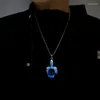 Pendentif Colliers Mode Céleste Yeux Mal Hommes Glow-in-the Dark Skull Collier Personnalité Bleu Hipster Hip Hop Glow Clavicule Ch