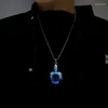 Hänge halsband mode celestial ögon onda män glöd-i-det mörka skallen halsband personlighet blå hipster hip hop glow collbone ch