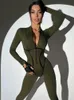 Kvinnors jumpsuits rompers mozision svart sexig mager jumpsuit kvinnor overaller o nack full ärm blixtlås sportiga jumpsuits damer mode rompers streetwear 230828