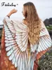 Robes Fitshinling Bohemian Summer Robe Femme Swimwear 3D Imprimer Wing Boho Bikini Cover Up Batwing Sleeve Oversizeve Robe Beach Pareos