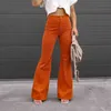 Women's Pants Capris Corduroy Flare Pants Women's Solid High Waist Casual Wear Ultra Thin Fit Simple Button Flight Women's Wear T230825