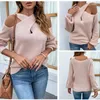 Suéteres de mujer Moda Mujeres Criss-Cross Halter Invierno Linterna Manga Tops Otoño Sexy Off Hombro Punto Jerseys Ropa 28350