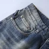 Clássico impresso bordado designer mens jeans motocicleta buraco luxo denim moda masculina rua hip-hop calças de grife