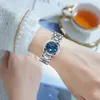 Zegarek Uthai H102 Lekkie luksusowe wysokie piękno Diamond Inkrustowany zegarek damski Steel Band 3BarwaterProof Blue Dial Fashion Quartz