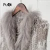 Womens Fur Faux VR033 Women Genuine Natural Real Rabbit Knitted Vests Waistcoat Gilet coats With Tassels Raccoon Collar 230828