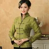 Damesjassen Groene Jas Chinese Traditie Stijl Lady'sTang Pak Lange Mouwen Jas Bovenkleding Maat M-3XL Bomber Dames