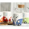 Tazze Testa di automobile creativa Tazza in ceramica fatta a mano Tazza al cioccolato al latte Tazza con animali Cartone animato Autobus Tè Bambini Caffè carino