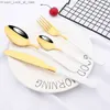 Rainbow Tableware Set Stainless Steel 24pcs Dinnerware Knife Fork Coffee Spoon Cutlery Set Western Dinner Flatware Gift Box Set Q230828