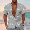 Camisas casuais masculinas 2023 camisa de moda havaiana flamingo coco árvore impressão 3d rua manga curta de alta qualidade S-5XL