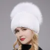 Bonnet/Crâne Casquettes Russie Style Femmes Réel Véritable Fourrure Bonnets Chapeau Filles Naturel Réel Rex Fourrure De Lapin Skullies Cap Tricot Hiver Réel Chapeaux De Fourrure 230826