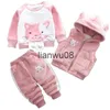 Ensembles de vêtements Bébé Garçons Filles Ensemble chaud hiver dessin animé chat enfants épaississement à capuche giletsweaterpant trois pièces costumes de sport vêtements pour enfants x0828