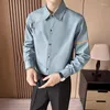 Camisas casuais masculinas moda outono primavera manga longa social designer de luxo smoking chemise homme plus size festa clube roupas masculinas