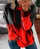 Kadın Hoodies Sweatshirts Gradyan Renkli Baskılı Sweatshirt Sıradan Gevşek Hoodie O Boyun Ladies Kış Kazak Uzun Kollu Üst Sokak Giyim T230828