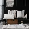 Housse de protection de chaise avec pompon, style nordique de luxe, noir et blanc, pour salon, esthétique et élégante, décoration de maison