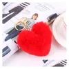 Keychains Lanyards Pom Keychain Pompom Key Chain Heart Ball Fluffy Faux Rabbit Fur Keyring Ring Women Bag Charms Fashion Accessories Dh97N