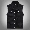 Gilet da uomo slim in denim Gilet blu Giacche New Fashion Maschile Fit Cappotti in denim Gilet Street Wear Fori Jeans Gilet Taglia S-5XL HKD230828