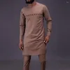 Tute da uomo Dashiki Abbigliamento uomo africano Manica lunga Girocollo Pannello geometrico Camicia e pantaloni Set da 2 pezzi Abito elegante per festa di nozze