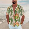 Camicie casual da uomo Camicia estiva hawaiana Stampa cactus Manica corta Modello divertente Bottone bavero Abbigliamento di alta qualità Vacanza per streetwear