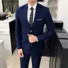 (Jackets+Pants) 2023 Men Two-Piece Business Suits/Male Slim Fit Cotton Leisure Blazers/Man Fashion High-grade Suit Black Grey Q230828